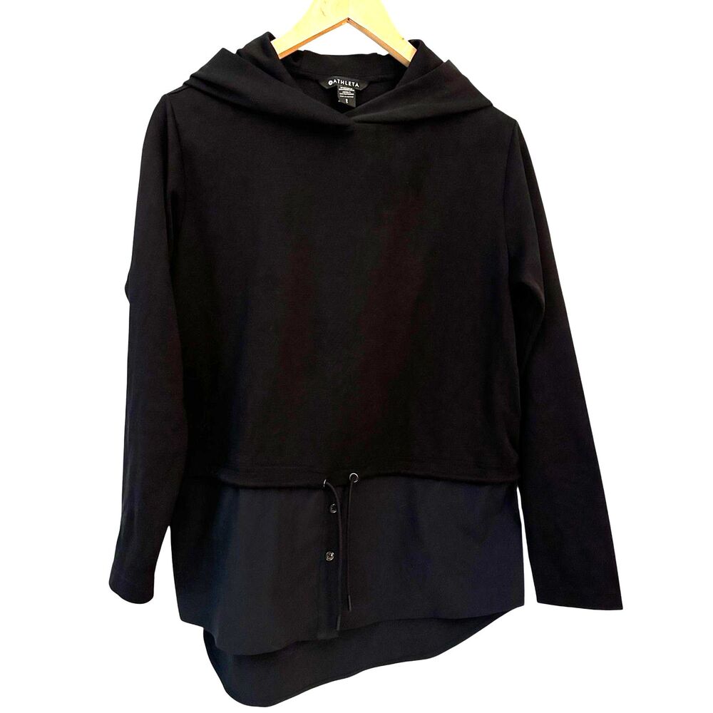 Athleta Black‎ Pullover Stretchy Hoodie Sweatshirt Size S